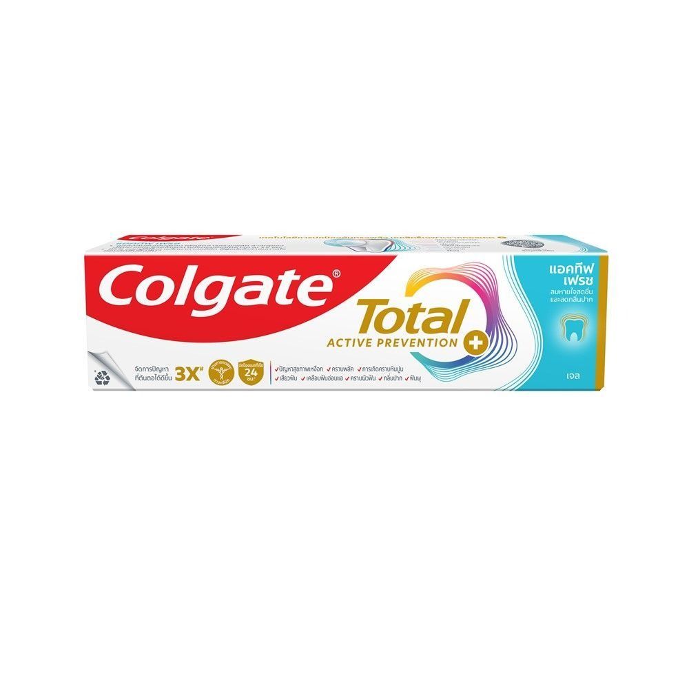 ยาสีฟัน Colgate Total สูตร Active Fresh มีปริมาณฟลูออไรด์ 1,450 ppm ลดปัญหาฟันผุ