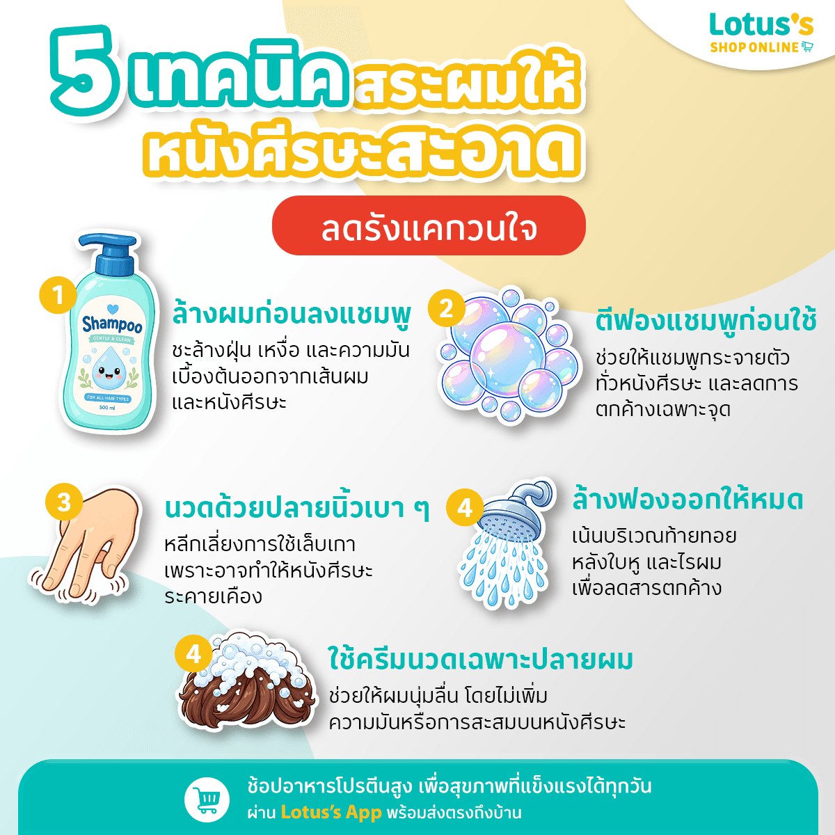  วิธีสระผมไม่ให้มีรังแค เคล็ดลับผมสะอาด หนังศีรษะสุขภาพดี