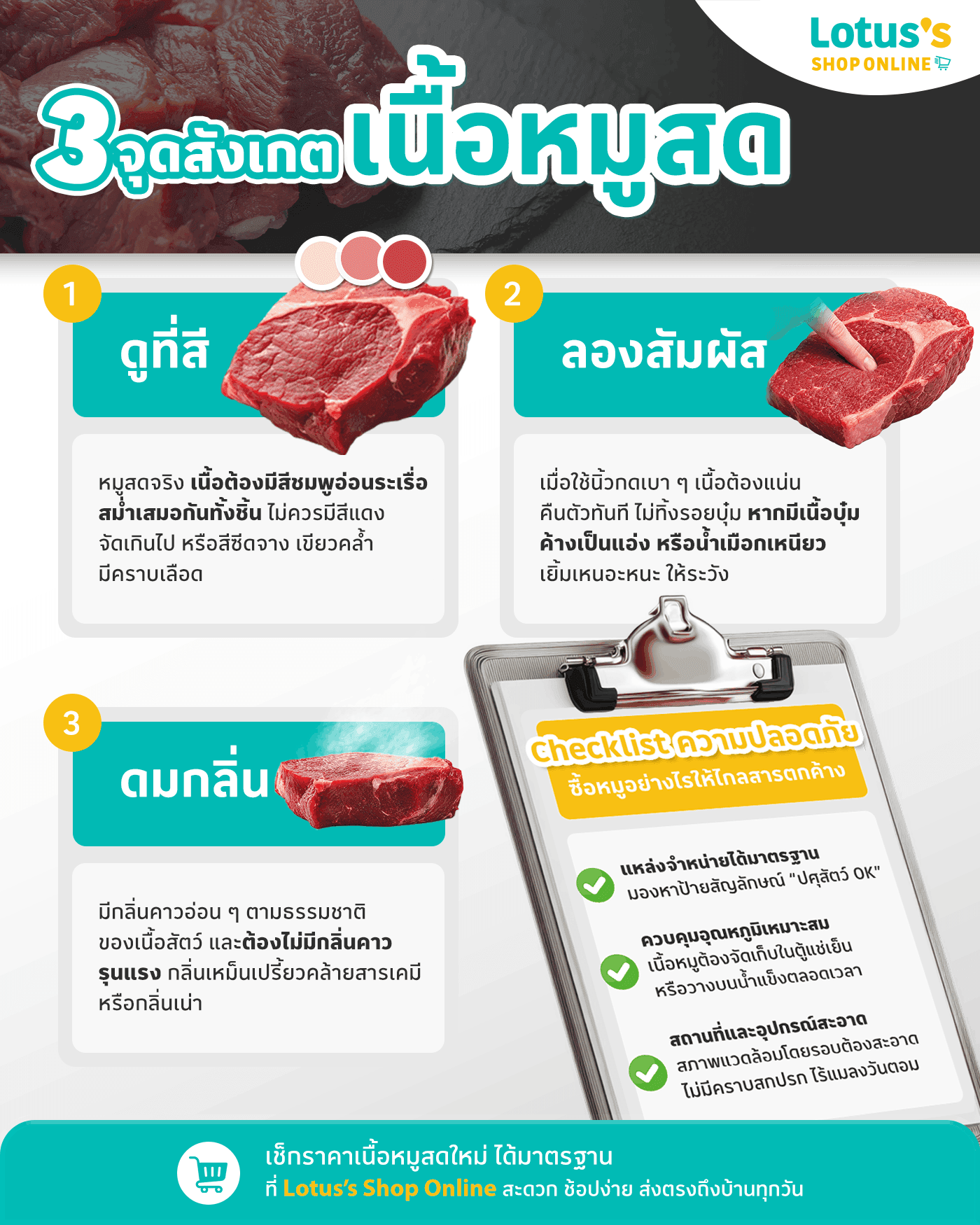 วิธีการเลือกซื้อเนื้อหมูให้ปลอดภัย ไร้สาร