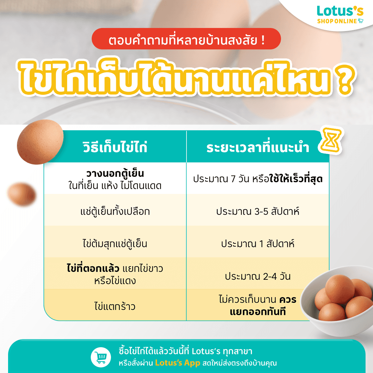 ไข่ไก่เก็บได้กี่วัน ? ระยะเวลาที่แนะนำในการเก็บไข่