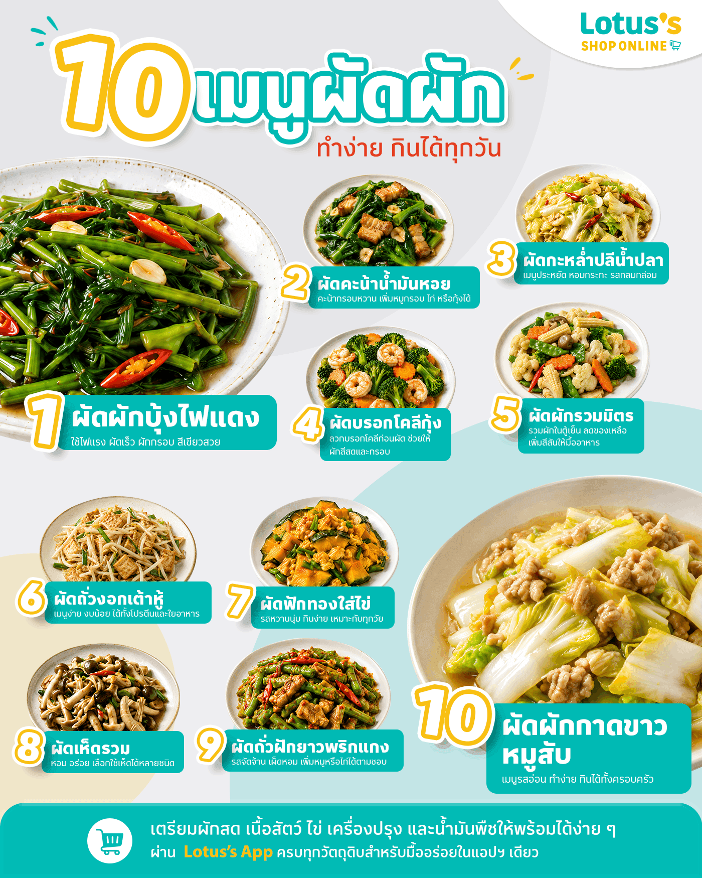 10 ไอเดียเมนูผัดผักน่าทำ รสชาติอร่อย กินได้ไม่มีเบื่อ