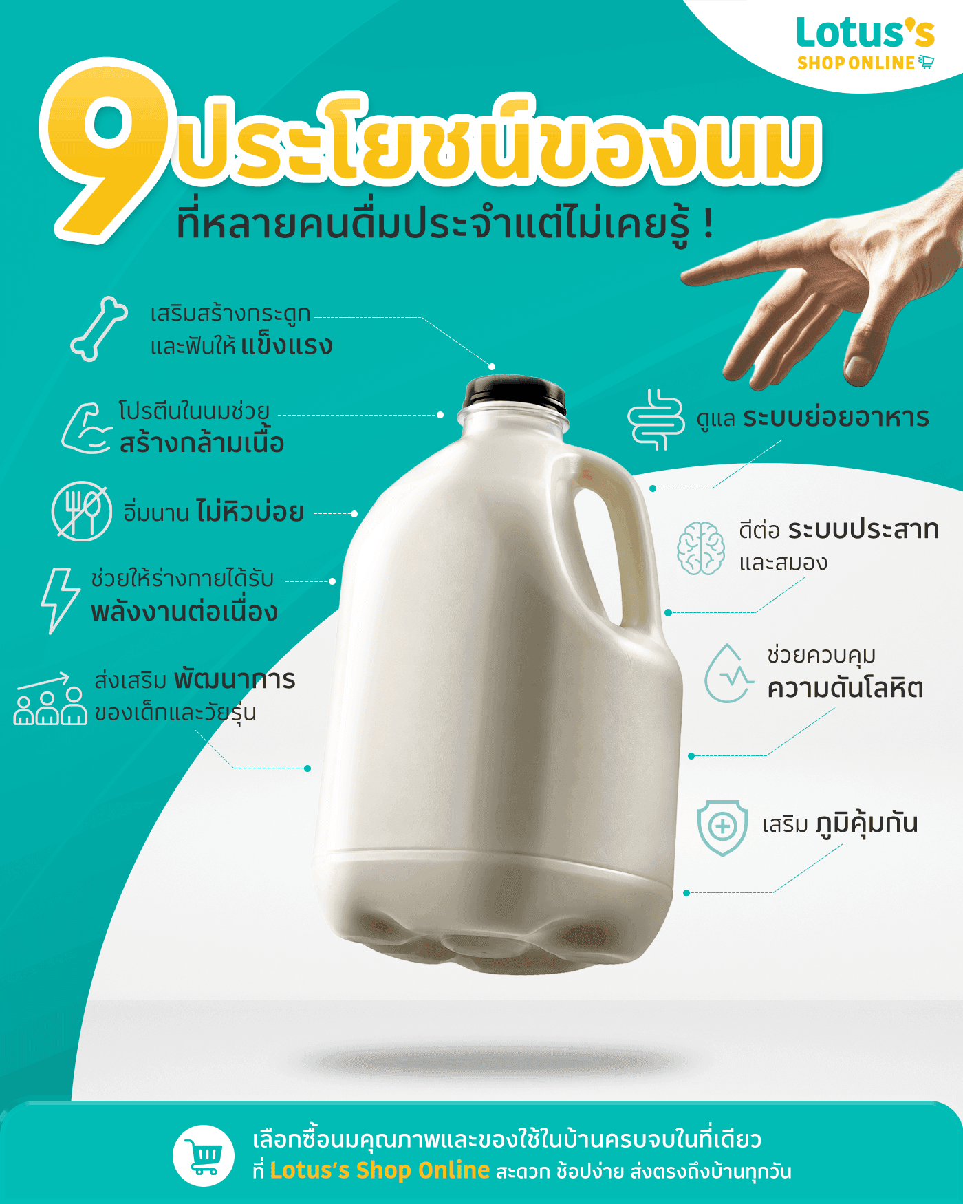 ประโยชน์ของการดื่มนม เคล็ดลับดูแลสุขภาพง่าย ๆ สำหรับทั้งบ้าน