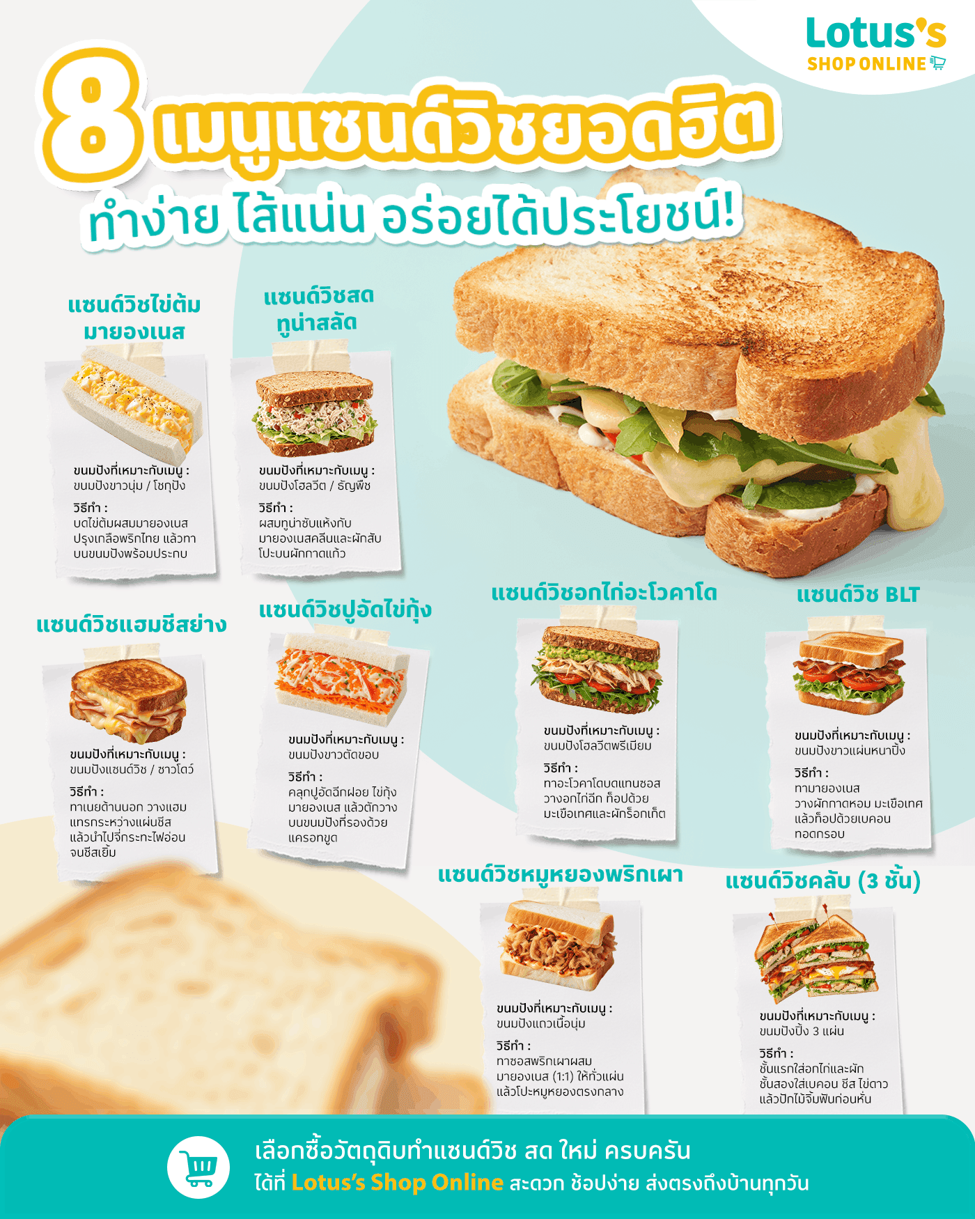 8 เมนูแซนด์วิชรูปแบบต่าง ๆ ที่ทำง่าย อร่อยลงตัว