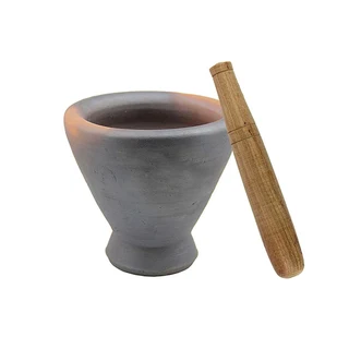 BAKED CLAY MORTAR 8.5INCH WITH PESTLE