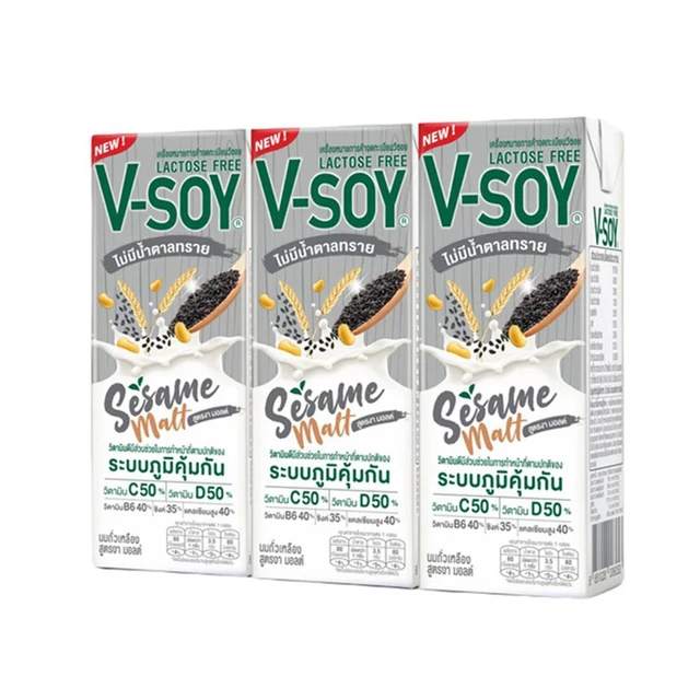 V-SOY UHT SOY MILK SESAME MALT 180 ML PACK 3