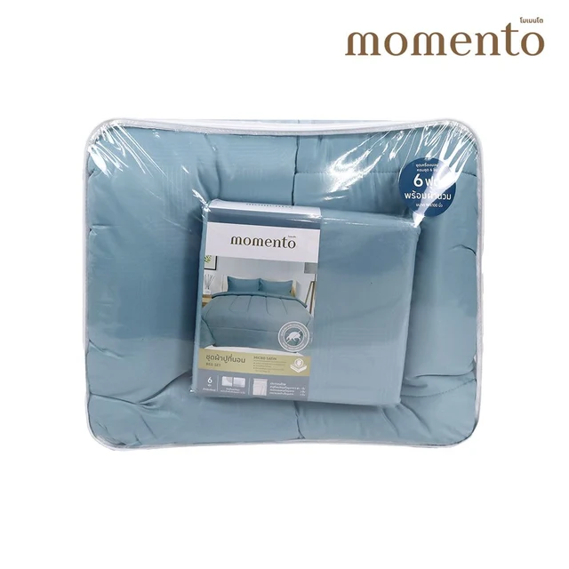 MOMENTO BED SET MICRO SATIN GREEN 6 FT+COMFORTER 90X100 INCH