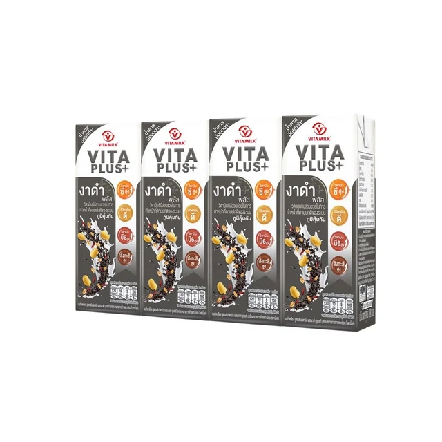 VITAMILK UHT SOY MILK VITA PLUS BLACK SESAME 180 ML PACK 4