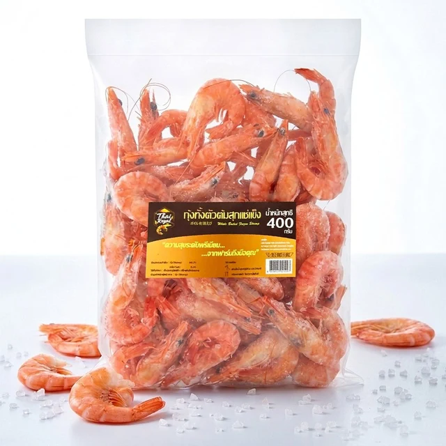 ไทย รอยัล กุ้งทั้งตัวต้มสุกแช่แข็ง 400 กรัม