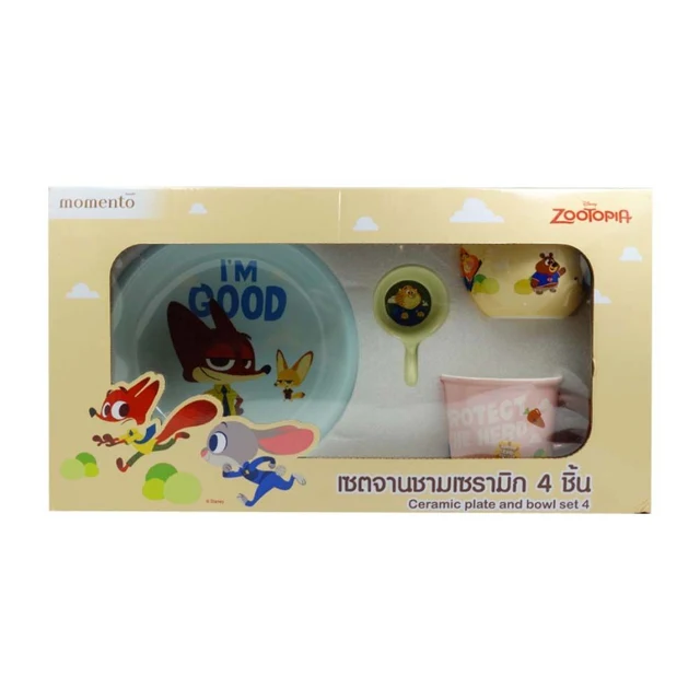 MOMENTO CERAMIC PLATE BOWL ZOOTOPIA 4 PCS (ASSORTED)