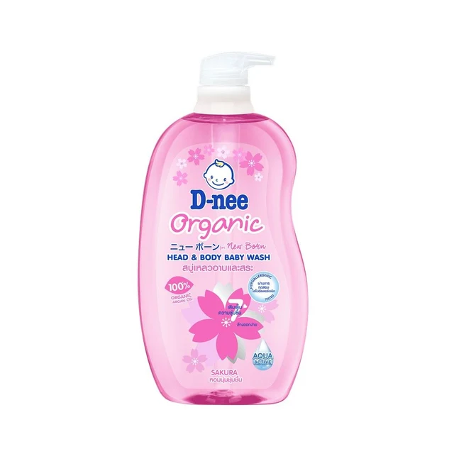 D-NEE ORGANIC HEAD AND BODY BABY WASH PINK 750ML.