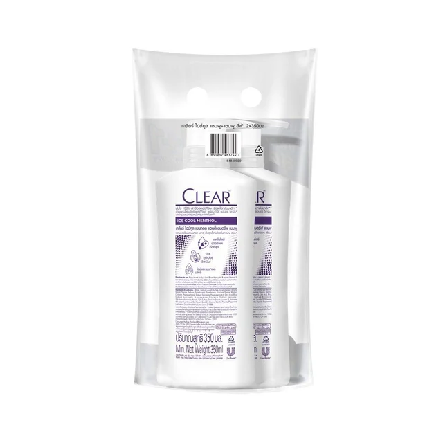 CLEAR SHAMPOO ICE COOL MENTHOL 350ML. PACK 1+1