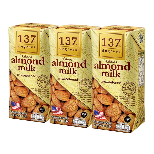 137 DEGREES ALMOND MILK UNSWEETENED 180 ML PACK 3