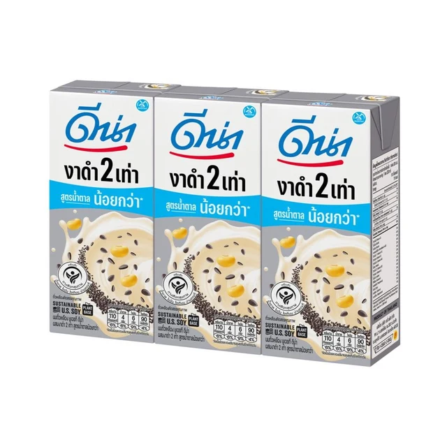 ดีน่า นมถั่วเหลืองยูเอชที ผสมงาดำ น้ำตาลน้อย 230 มล. แพ็ค 3