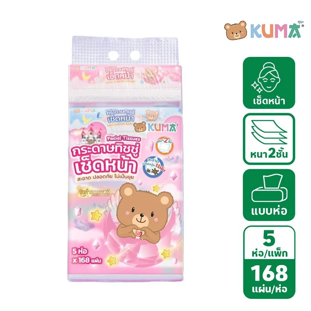 KUMA FACIAL TISSUES 168 SHEETS PACK 5 (ASSORTED)