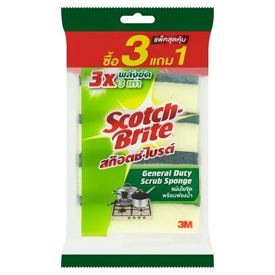 SCOTCHBRITE SPONGE 3X4INCHES PACK3+1