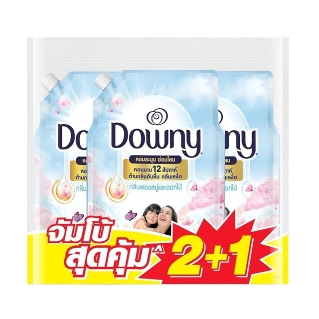 ดาวน์นี่ น้ำยาปรับผ้านุ่ม ฟองสบู่และดอกไม้ 950 มล. แพ็ค 2+1