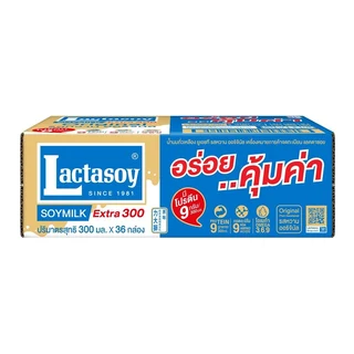 แลคตาซอย นมถั่วเหลืองยูเอชที รสหวาน 300 มล. แพ็ค 36