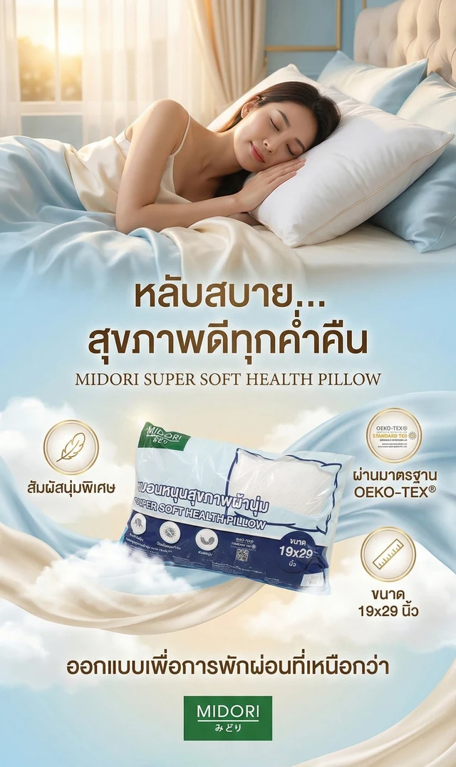 MIDORI SOFT PILLOW 19X29 INCH (ASSORTED)