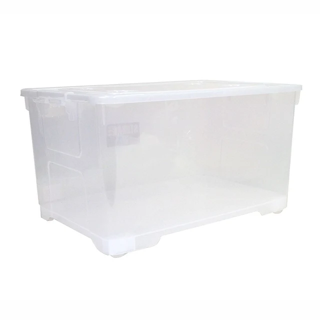 โลตัสกล่องล้อเลื่อนสีใส50ลิตร40X60X32 ซม.