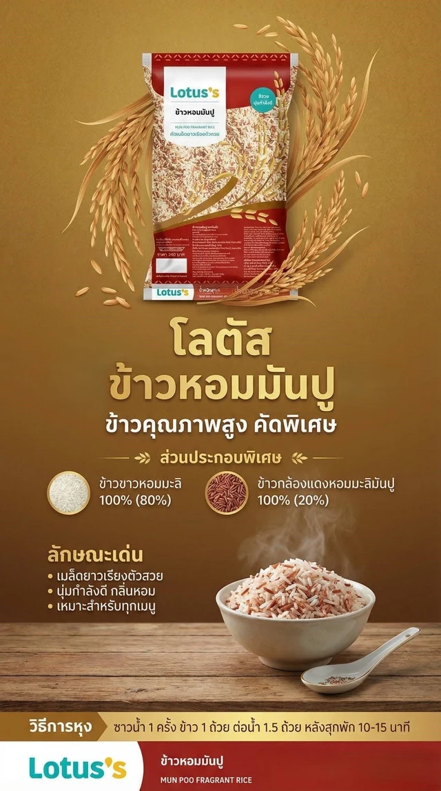 LOTUSS MUNPOO FRAGRANT RICE 5 KG.