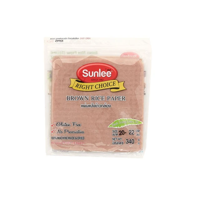 SUNLEE BROWN RICE PAPER SQUARE 340G.
