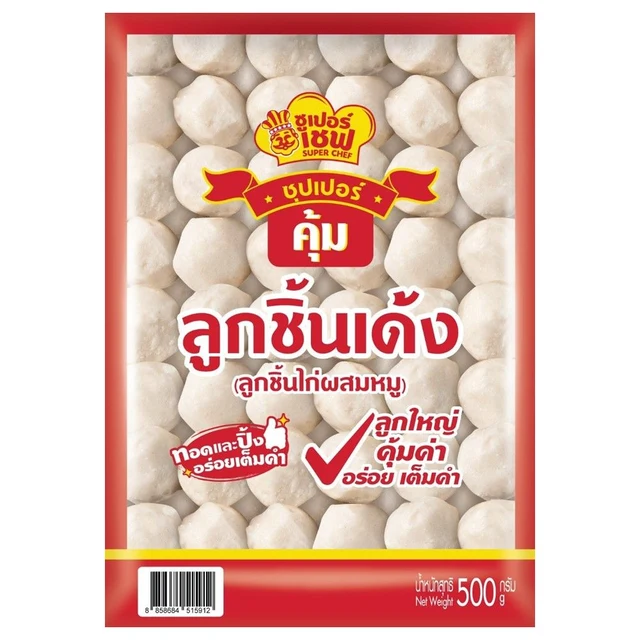 ซูเปอร์เชฟ ลูกชิ้นไก่หมูเด้ง 500 กรัม