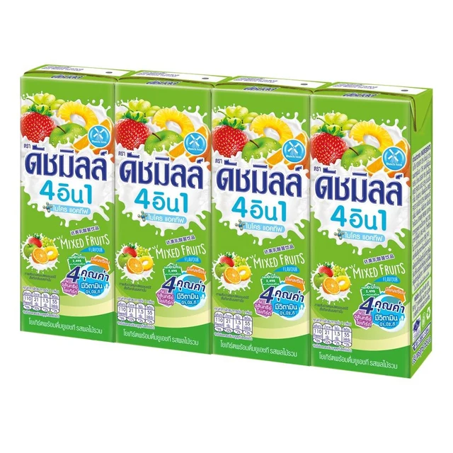 ดัชมิลล์ นมเปรี้ยวยูเอชที รสผลไม้รวม 165 มล. แพ็ค 4