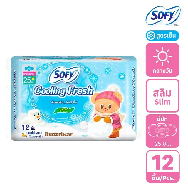 SOFY COOLING FRESH SLIM WING 25CM. 12 PCS