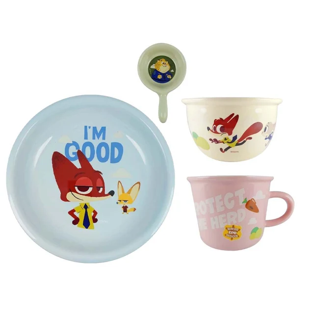 MOMENTO CERAMIC PLATE BOWL ZOOTOPIA 4 PCS (ASSORTED)