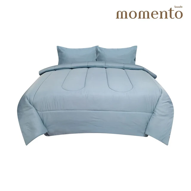 MOMENTO BED SET MICRO SATIN GREEN 6 FT+COMFORTER 90X100 INCH