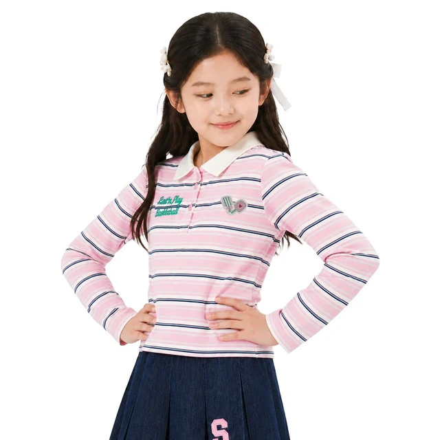 MESTYLE เสื้อโปโลลายริ้ว SPORT CLUB สีชมพู ไซซ์ 12