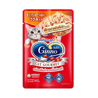 UNI กินโนะ อาหารแมวแบบเปียก แคททูน่าหน้าเนื้อไก่เยลลี่ 60 ก.