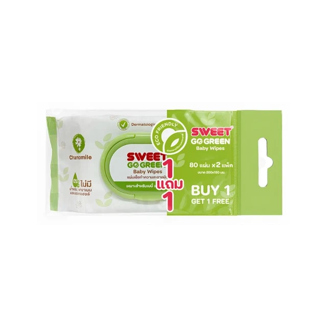 SWEET BABY WIPES GO GREEN 80 SHEETS X2